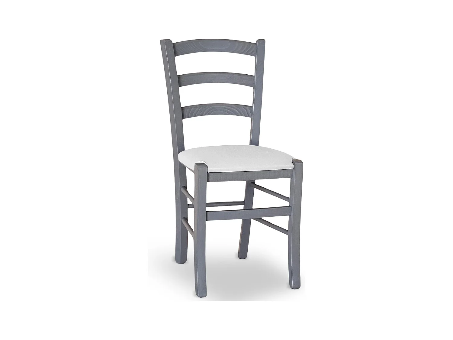 Chaise Venezia en bois gris avec assise en simili cuir gris glacier