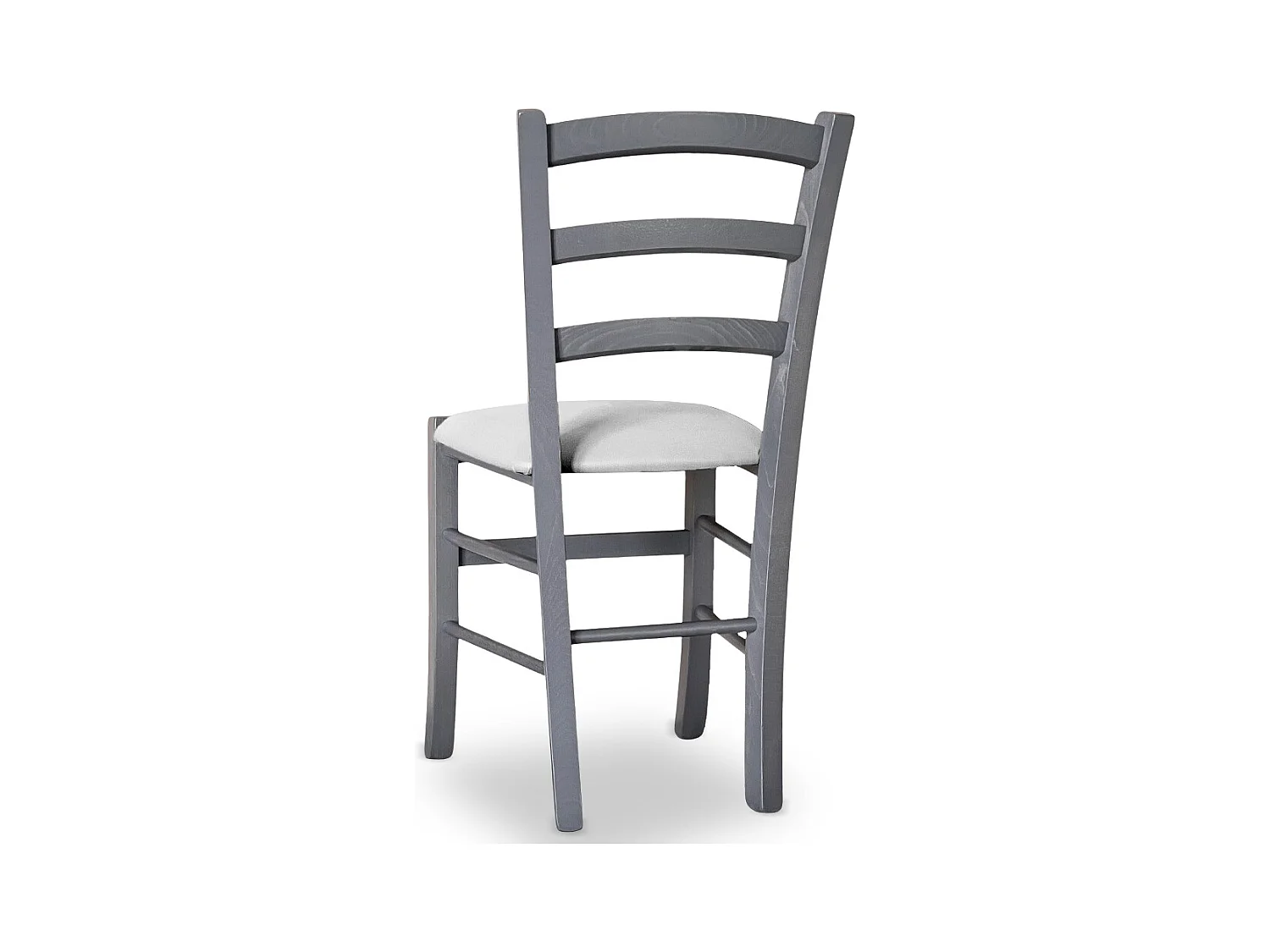 Chaise Venezia en bois gris avec assise en simili cuir gris glacier