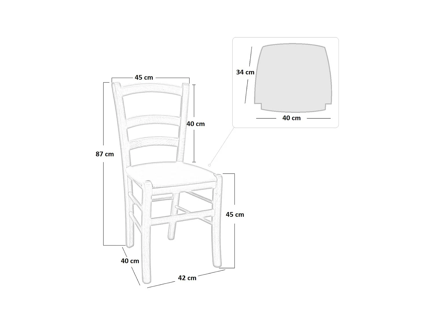 Chaise Venezia en bois gris avec assise en simili cuir gris glacier