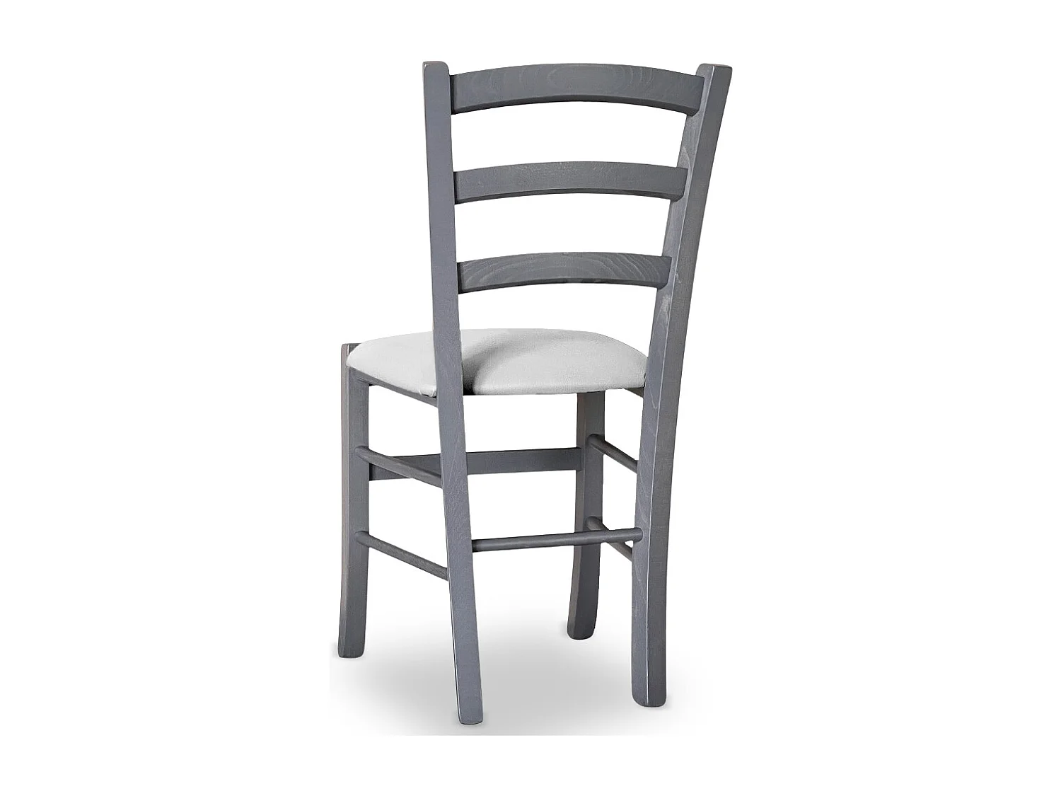 Chaise Venezia en bois gris avec assise en simili cuir gris glacier