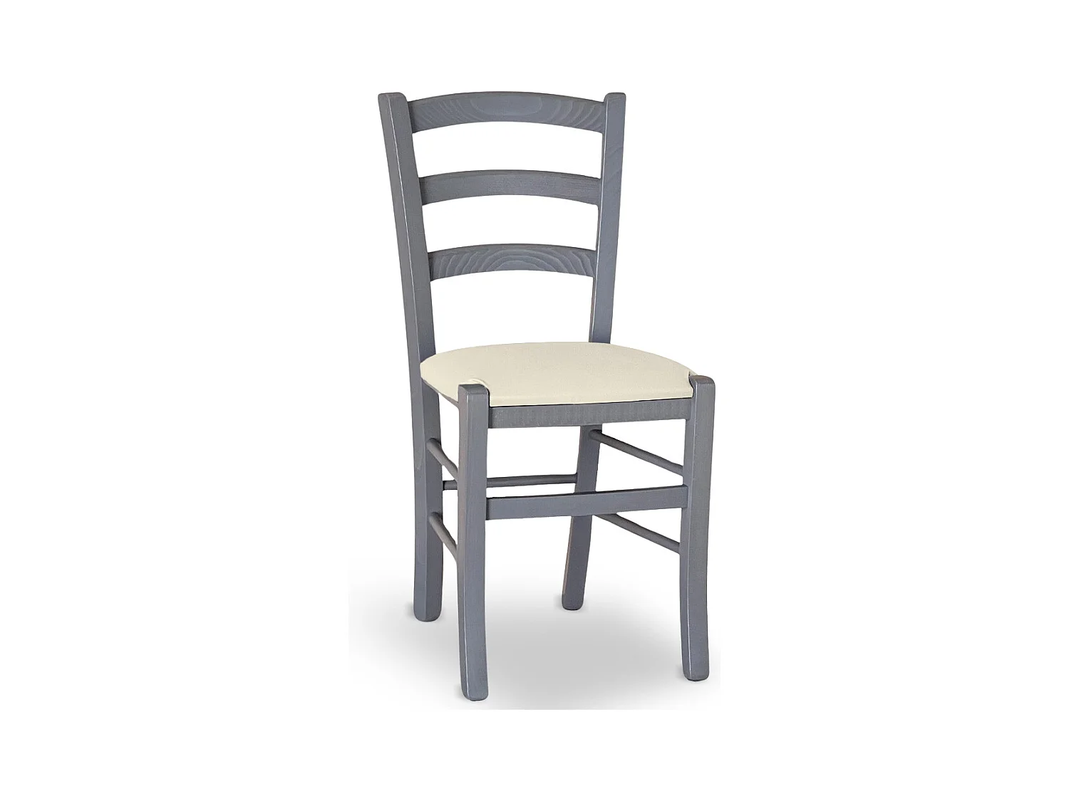 Chaise Venezia en bois de hêtre gris avec assise en similicuir beige