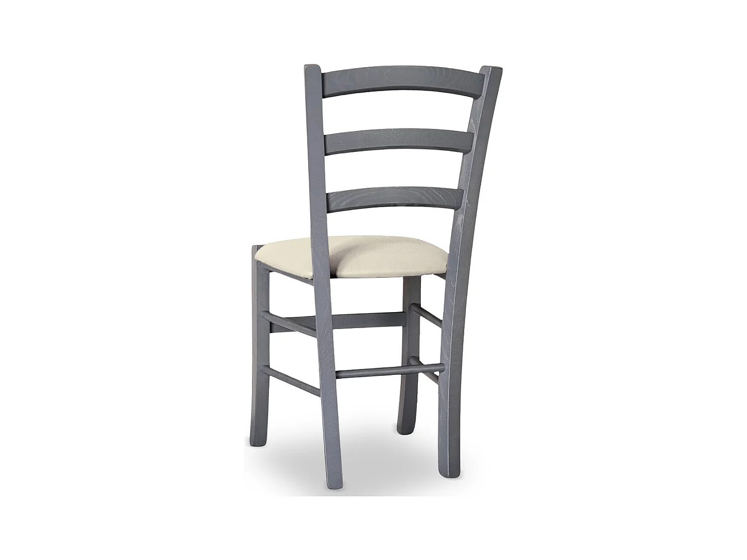 Sedia Venezia in legno di faggio grigio con seduta in similpelle color beige