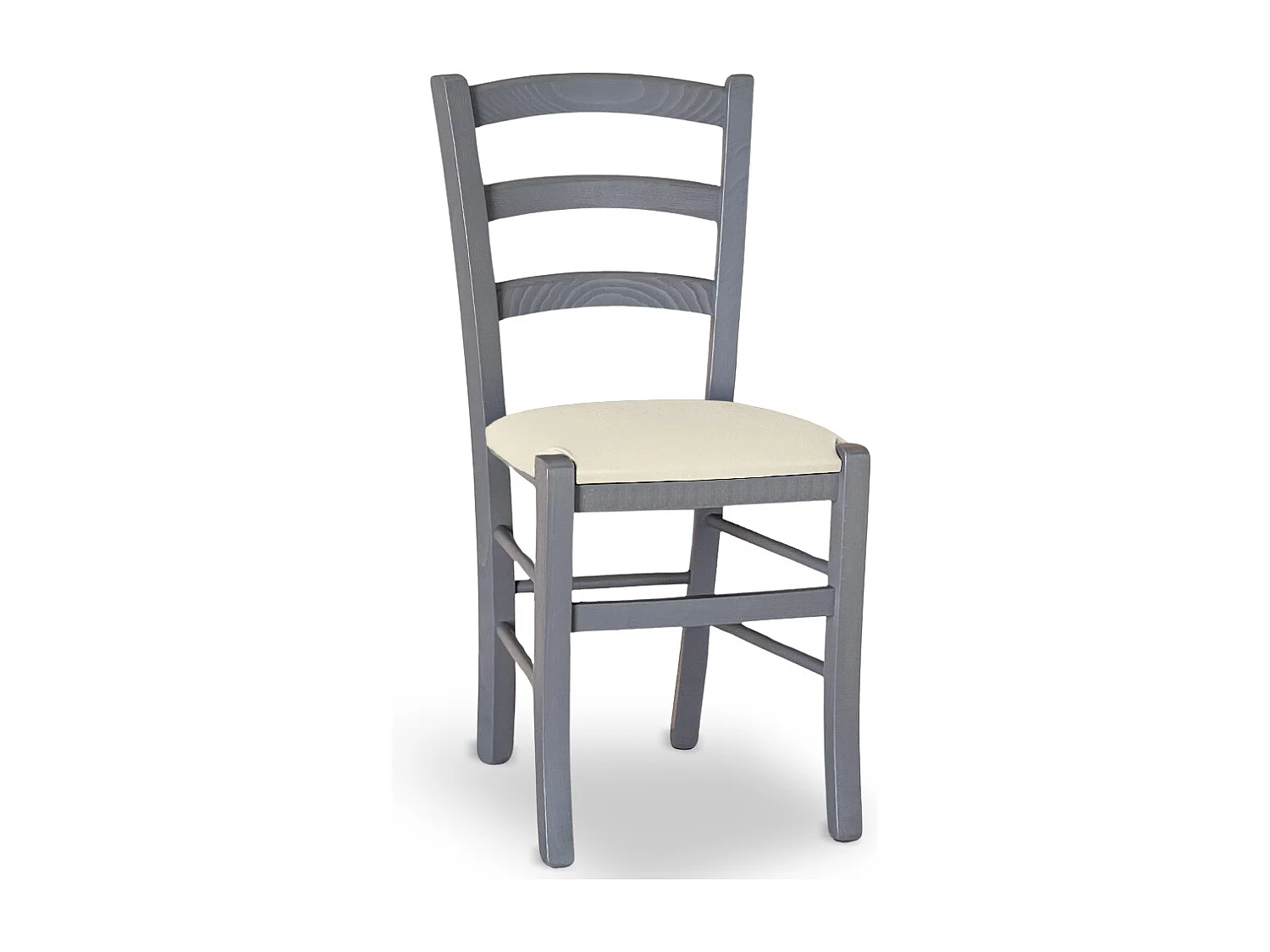 Chaise Venezia en bois de hêtre gris avec assise en similicuir beige