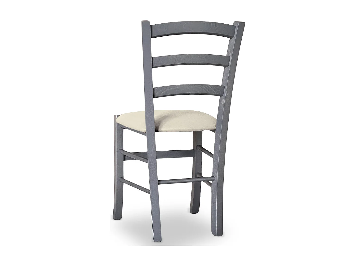 Chaise Venezia en bois de hêtre gris avec assise en similicuir beige