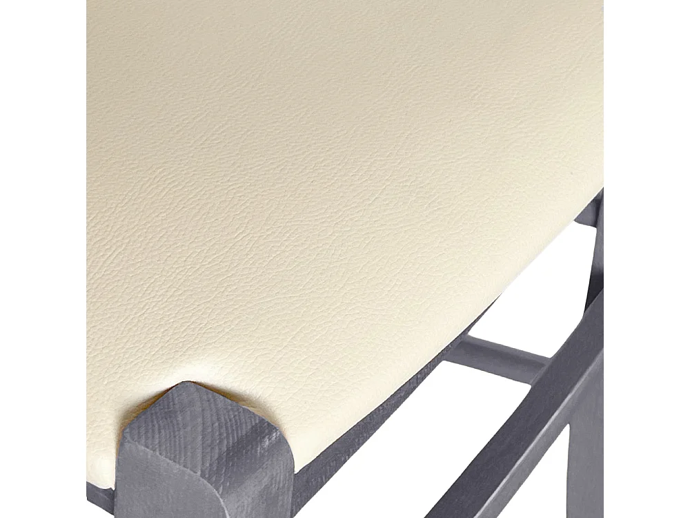 Chaise Venezia en bois de hêtre gris avec assise en similicuir beige