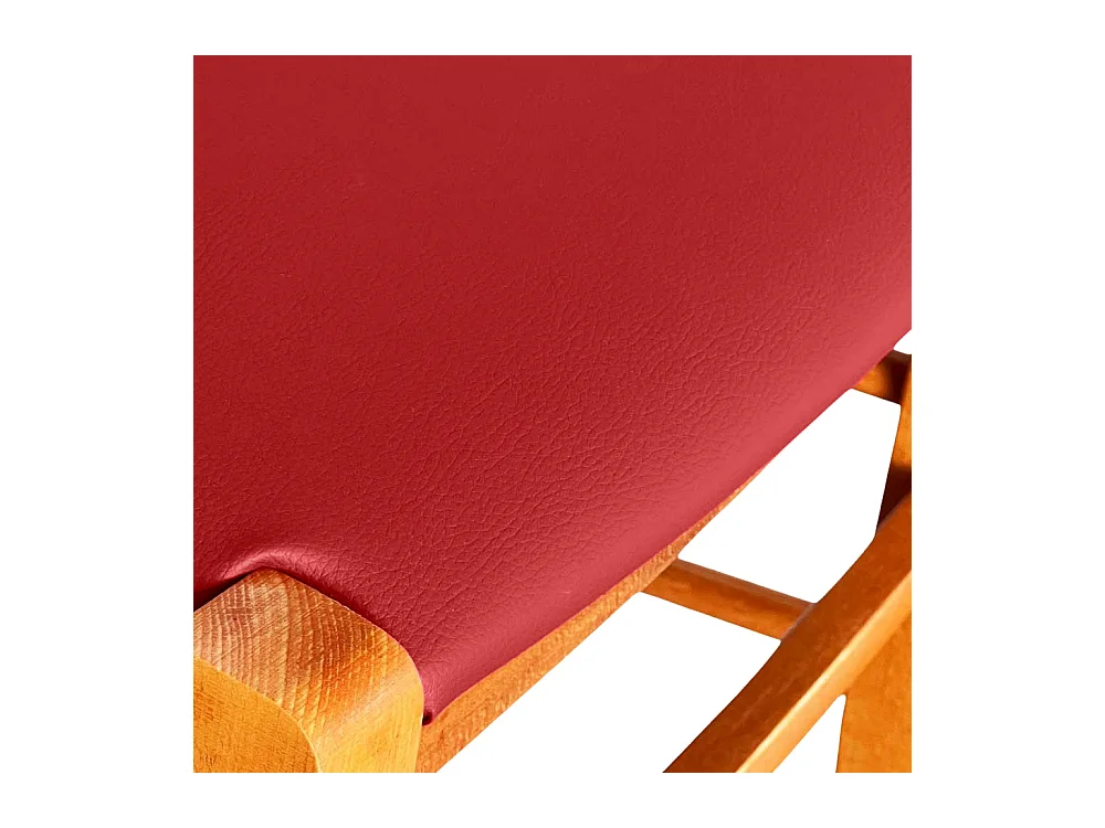 Chaise Venezia en bois de cerisier avec dossier croisé et assise en similicuir rouge