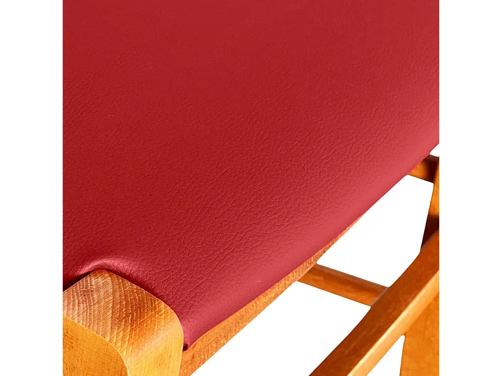 Chaise Venezia en bois de cerisier avec dossier croisé et assise en similicuir rouge