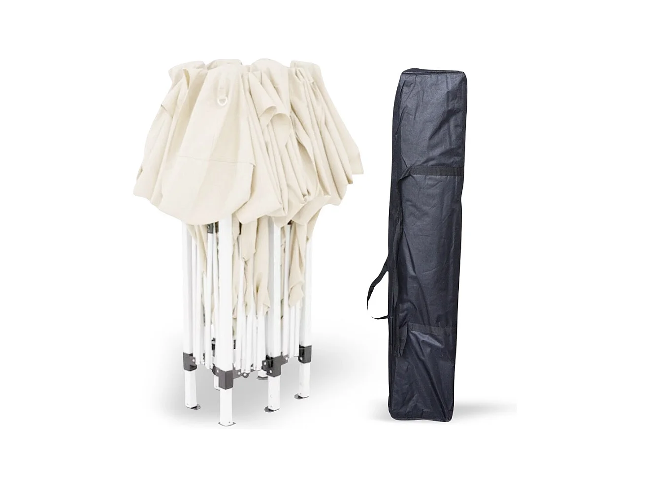 Gazebo Eden richiudibile 3 m x 3 m in ferro verniciato bianco con telo beige