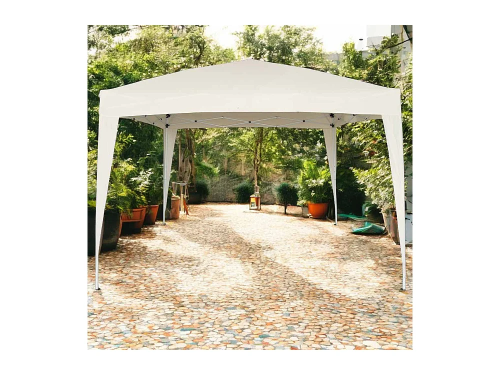 Gazebo Eden richiudibile 3 m x 3 m in ferro verniciato bianco con telo beige