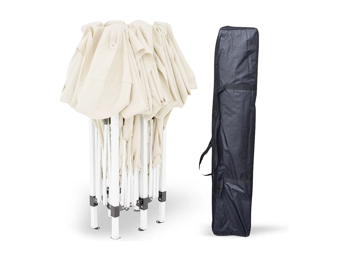 Gazebo plegable Edén de 3 m x 3 m en hierro pintado de blanco con lona beige