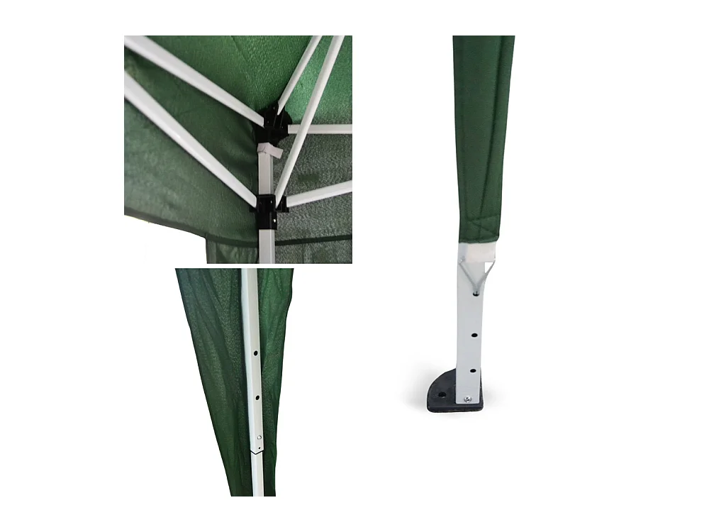 Gazebo Eden richiudibile 3 m x 3 m in ferro verniciato bianco con telo verde