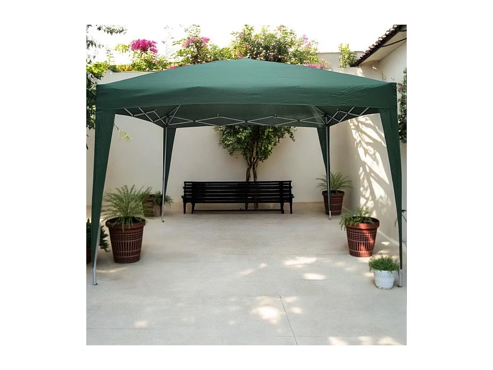 Gazebo Eden richiudibile 3 m x 3 m in ferro verniciato bianco con telo verde