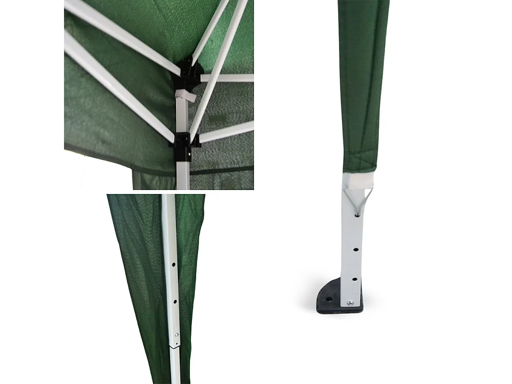 Eden 3m x 3m opvouwbare gazebo in wit geverfd ijzer met groen canvas