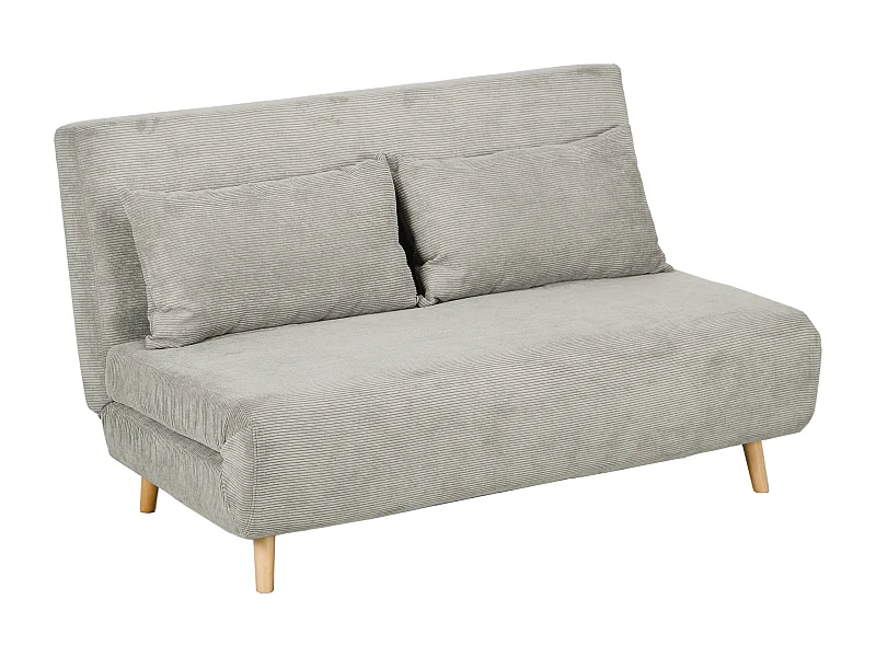 Divano letto con funzione letto, schienale regolabile, cuscini, rivestimento effetto velluto, 141 x 90 x 81 cm, Grigio, con gambe in legno
