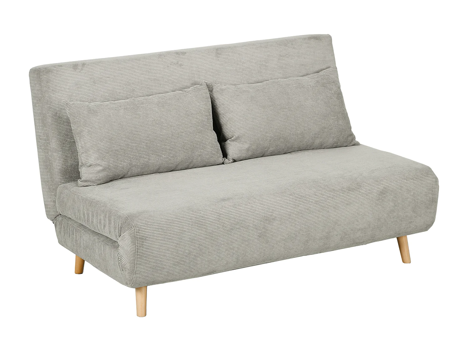 Divano letto con funzione letto, schienale regolabile, cuscini, rivestimento effetto velluto, 141 x 90 x 81 cm, Grigio, con gambe in legno
