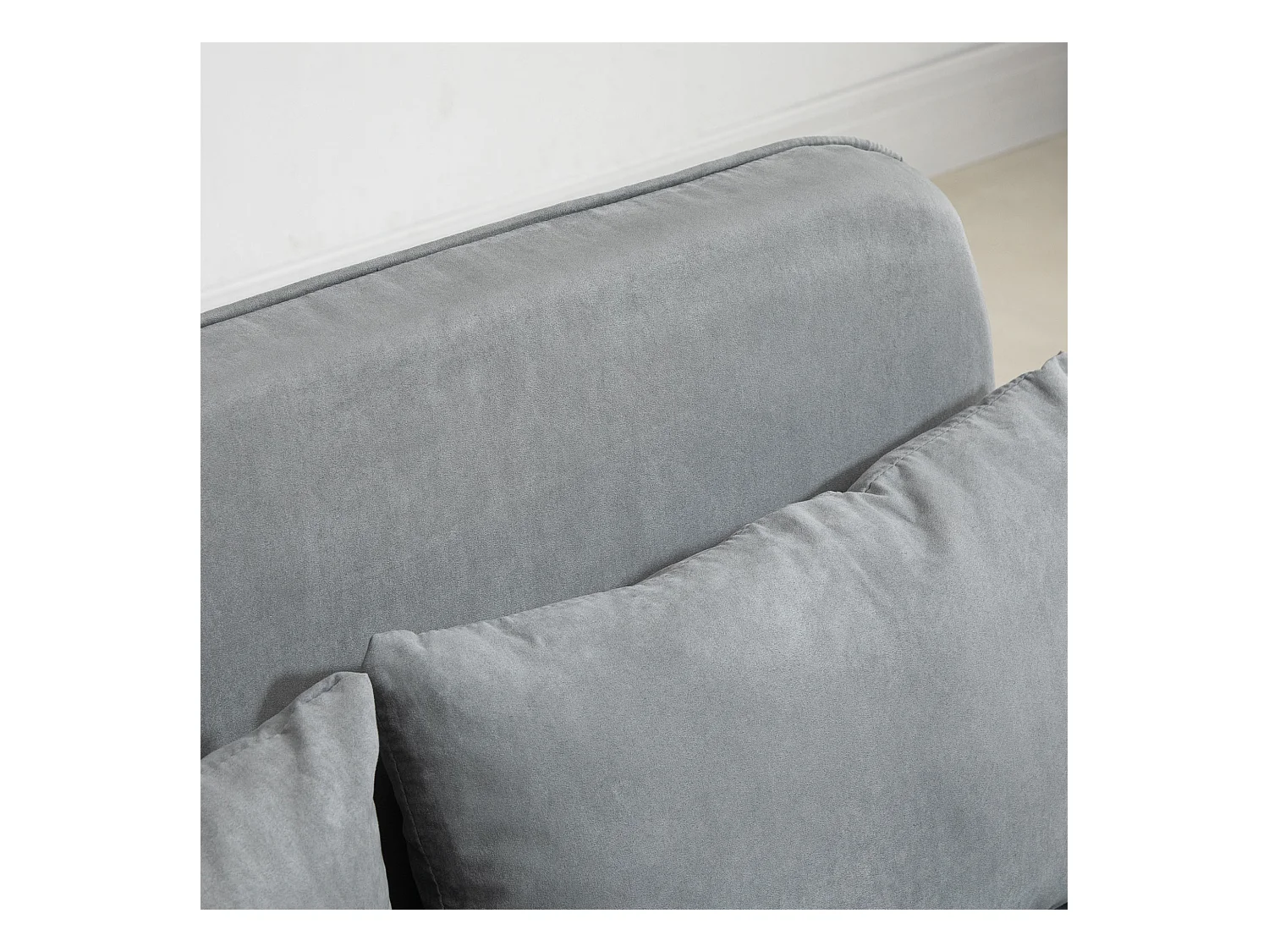 Divano letto 2 posti con cuscini, schienale reclinabile in 5 posizioni, funzione letto, fino a 240 kg, tessuto in microfibra grigio chiaro