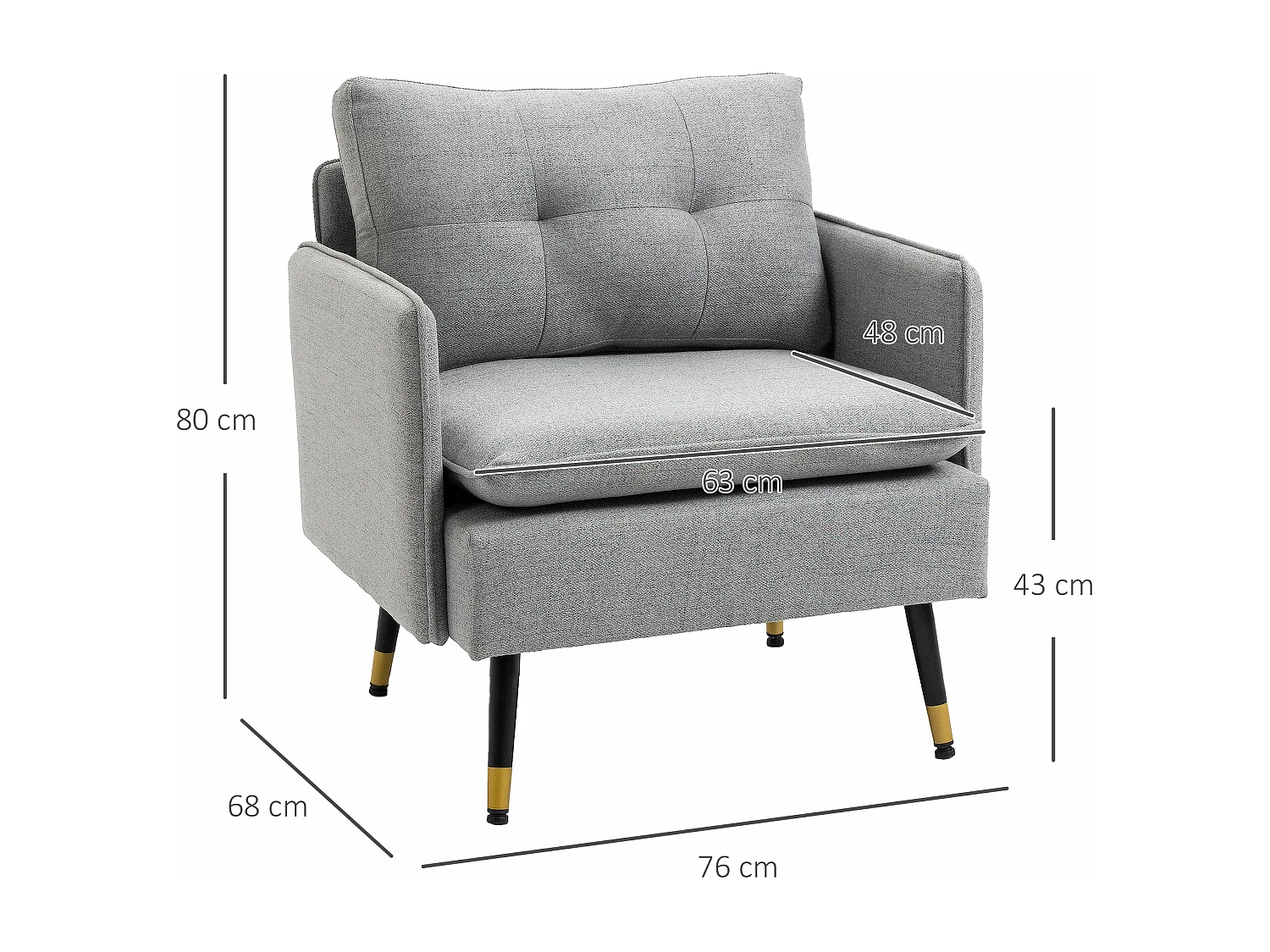 Poltrona in tessuto di lino, poltrona con cuscino, struttura in acciaio, fino a 120 kg, design elegante e confortevole