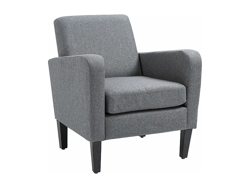 Poltrona relax individuale in tessuto effetto lino con gambe in legno – Grigio chiaro – 66x72x74 cm – Design moderno e confortevole