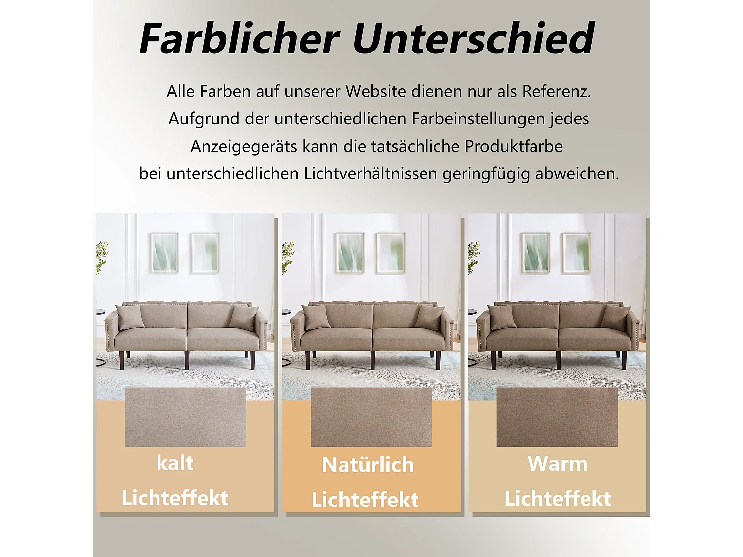 Divano letto a 2 posti, tessuto in cotone e lino, schiuma ad alta densità, schienale regolabile, gambe in legno, design elegante con cuscini inclusi