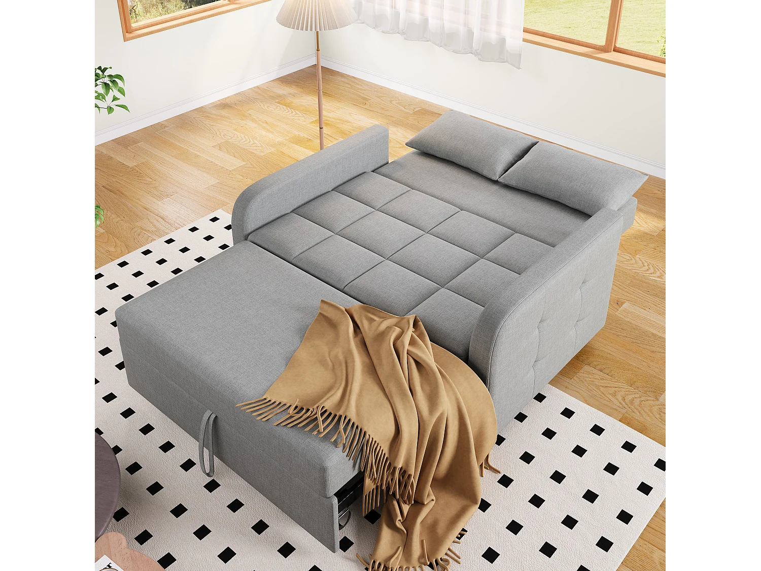 Divano letto pieghevole multifunzionale con schienale regolabile, 180x127 cm, ideale per piccoli spazi e studenti, comodo e pratico