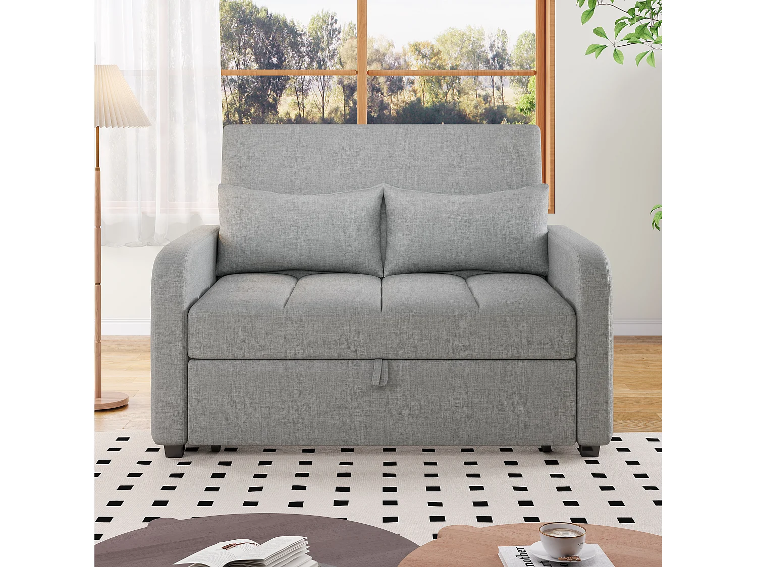 Divano letto pieghevole multifunzionale con schienale regolabile, 180x127 cm, ideale per piccoli spazi e studenti, comodo e pratico