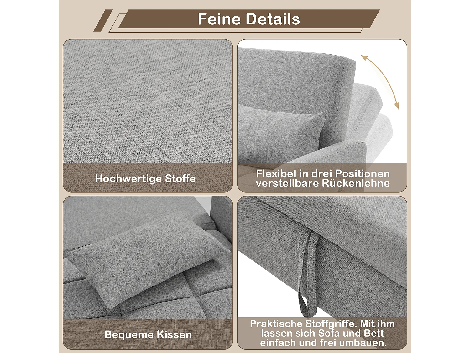 Divano letto pieghevole multifunzionale con schienale regolabile, 180x127 cm, ideale per piccoli spazi e studenti, comodo e pratico