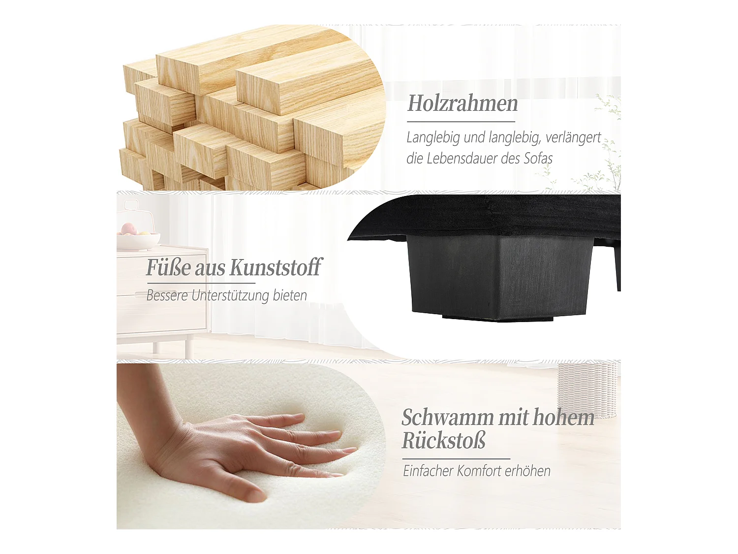 Divano trasformabile a 2 posti in velluto nero, ultra profondo, cuscini inclusi, design moderno e robusta struttura in legno