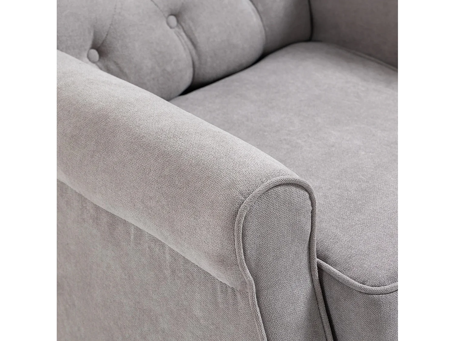 Poltrona relax a cuscino grigio 74x86x102 cm, schienale alto trapuntato, gambe in legno, tessuto in poliestere, comoda e decorativa