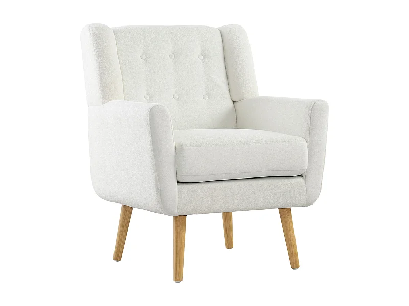 Poltrona relax in pile, stile cuscino, schienale imbottito, gambe in legno, poltrona relax per camera da letto/soggiorno, portata massima 135 kg, colore bianco.