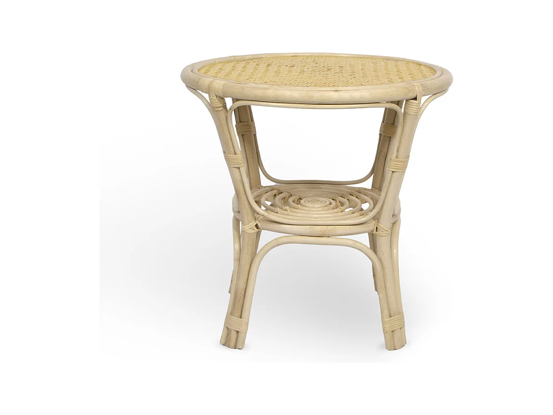 Table ronde Bahama en bois de bambou et osier tressé cm 60 x 60