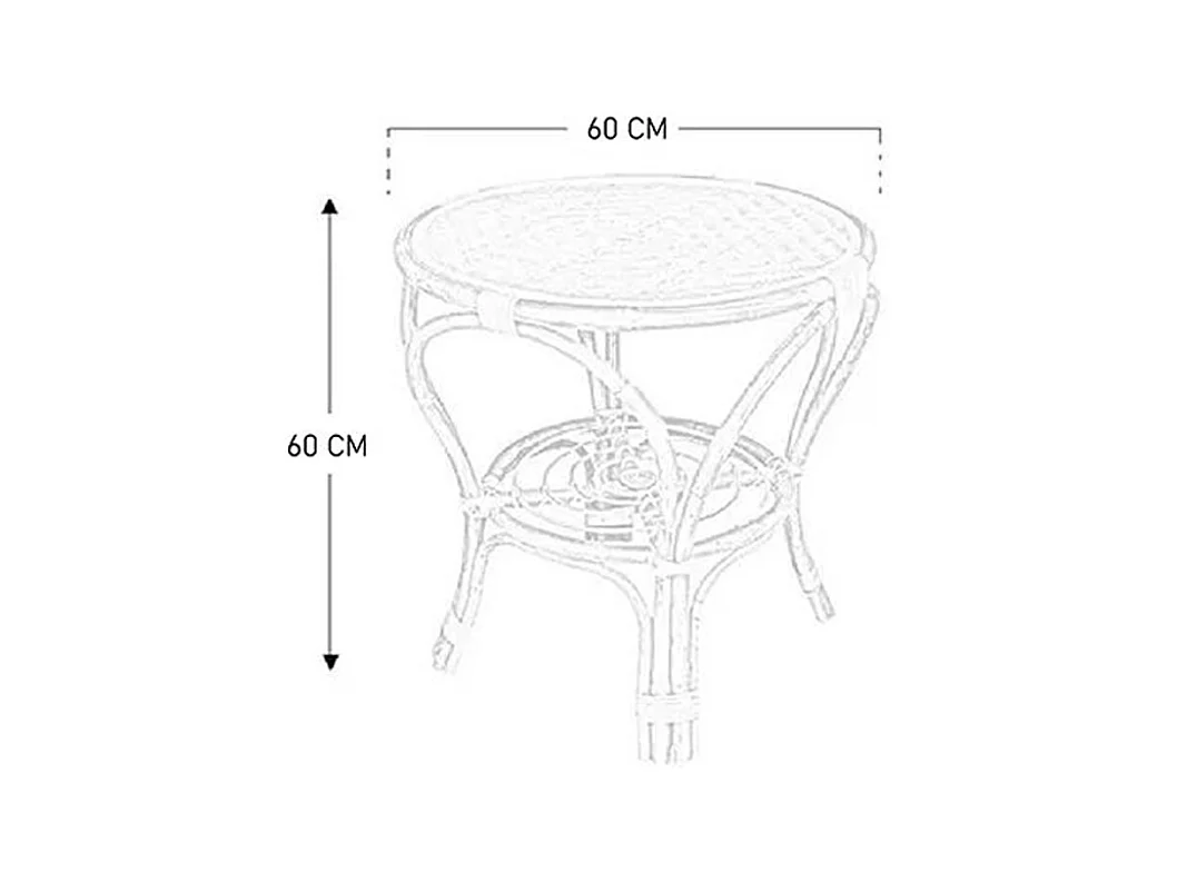 Table ronde Bahama en bois de bambou et osier tressé cm 60 x 60
