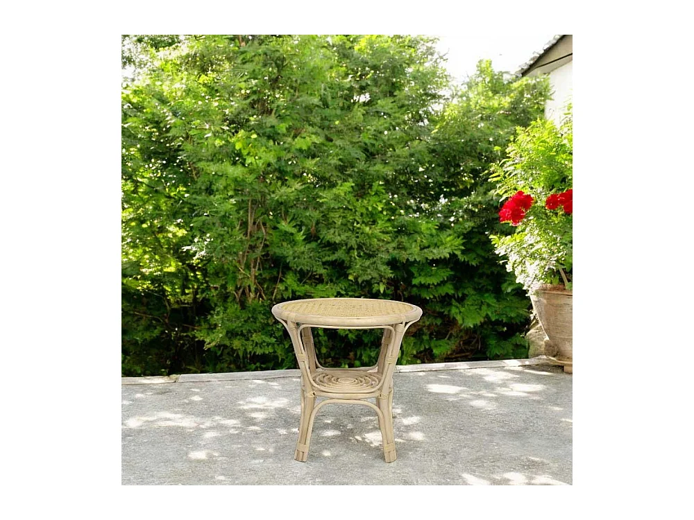 Table ronde Bahama en bois de bambou et osier tressé cm 60 x 60