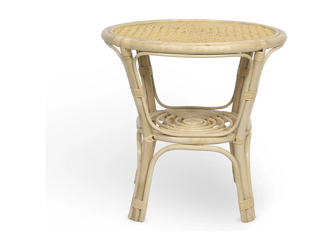 Table ronde Bahama en bois de bambou et osier tressé cm 60 x 60