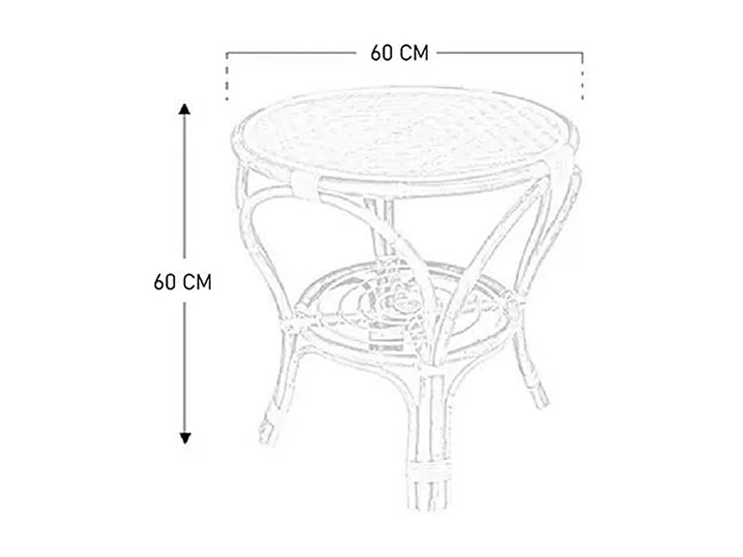 Table ronde Bahama en bois de bambou et osier tressé cm 60 x 60
