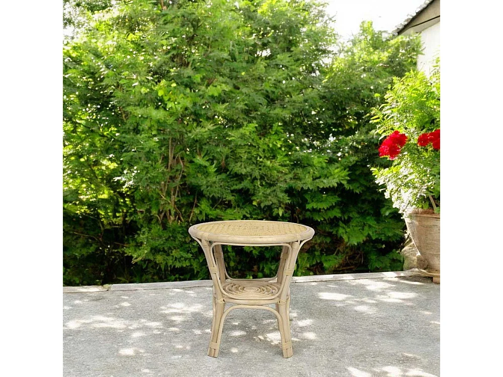 Table ronde Bahama en bois de bambou et osier tressé cm 60 x 60