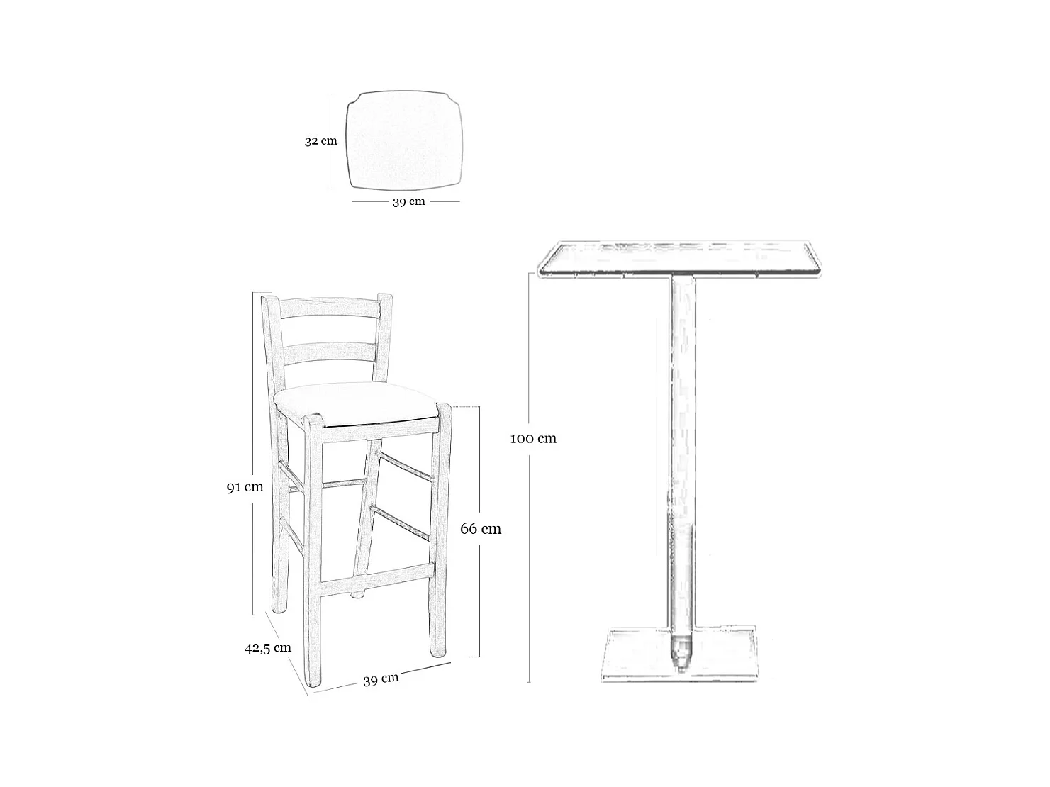 Taburete de madera de nogal claro con respaldo h 66cm y asiento de polipiel gris tórtola.