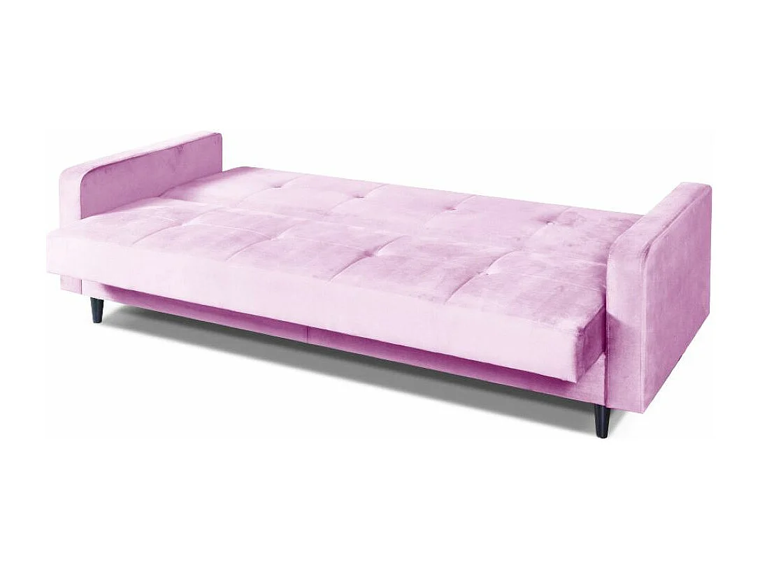 Sofa Luna Schlafsofa im skandinavisches Stil, Couch mit Schlaffunktion und Bettkasten, Polstersofa für Wohnzimmer 213 cm, rosa