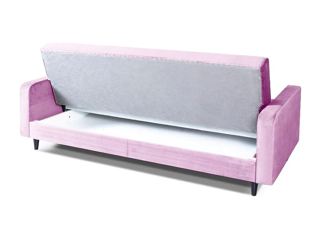 Sofa Luna Schlafsofa im skandinavisches Stil, Couch mit Schlaffunktion und Bettkasten, Polstersofa für Wohnzimmer 213 cm, rosa