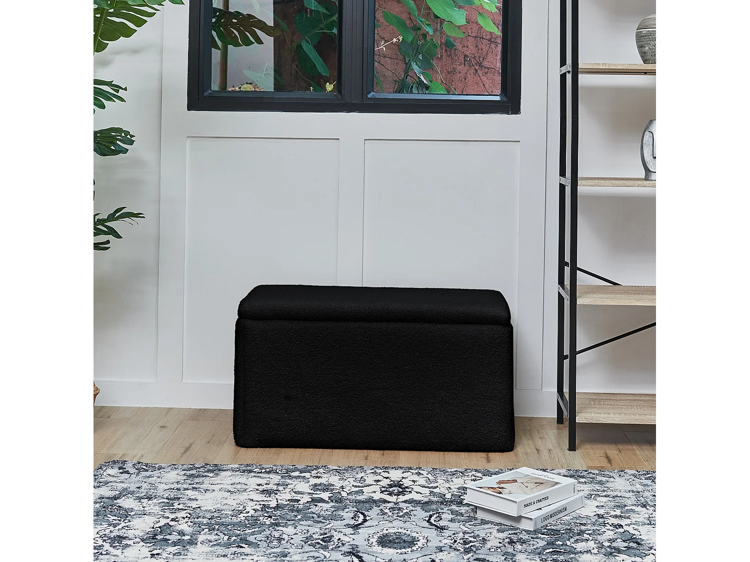 SITZBANK LEAF mit Stauraum Schwarz