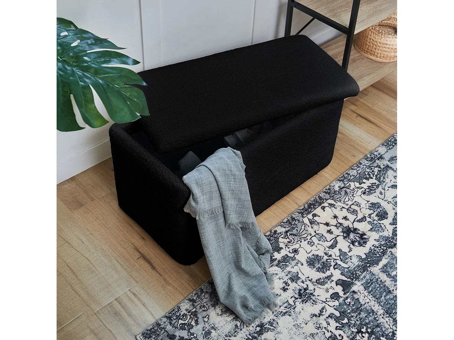 SITZBANK LEAF mit Stauraum Schwarz