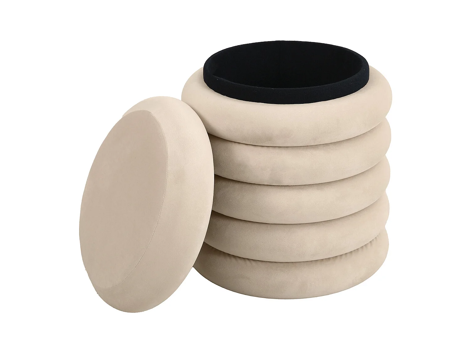 SVITA BLOSSOM XS Pouf avec espace de rangement Pouf Ottomane rembourrage velours Beige