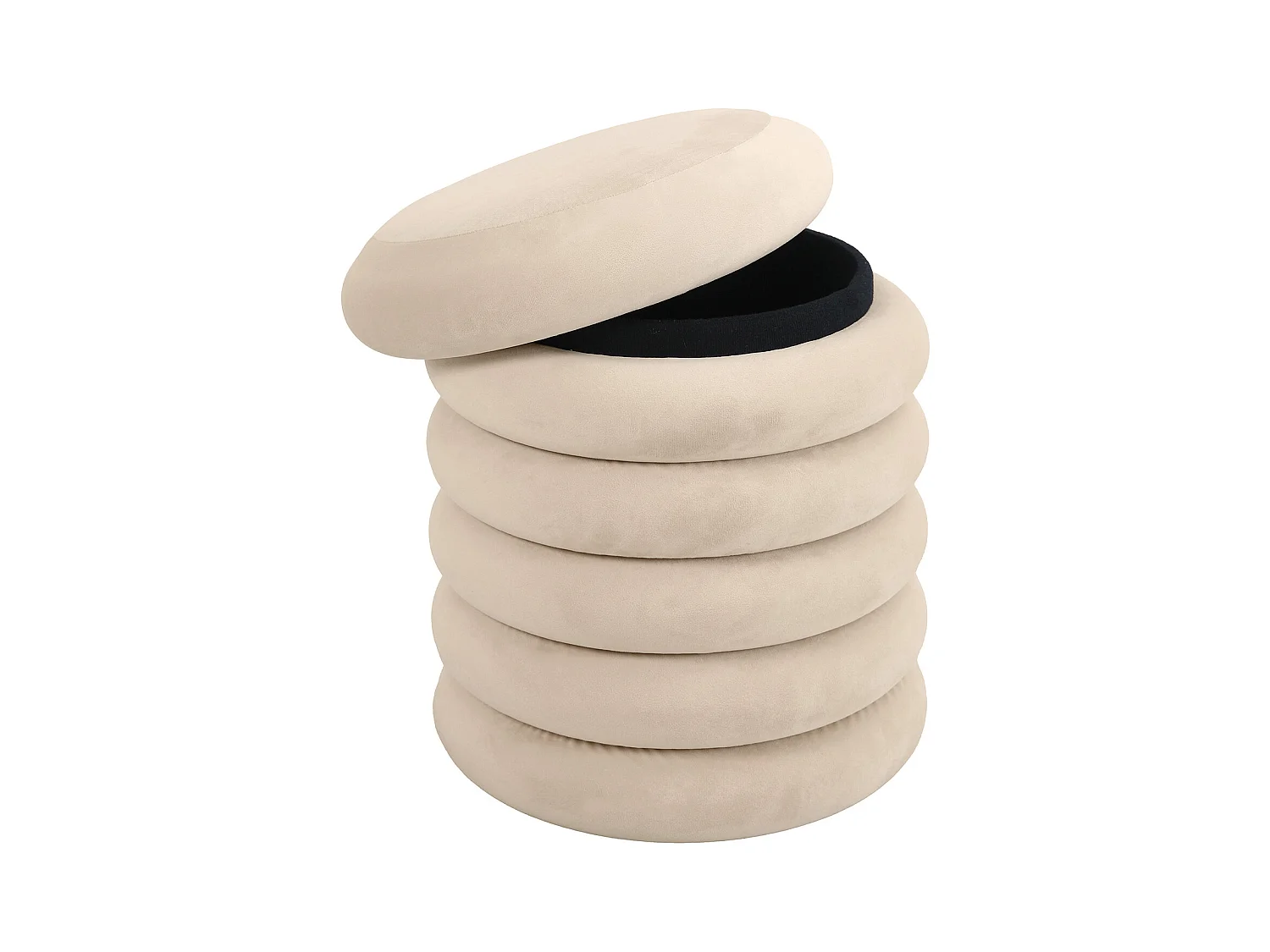 SVITA BLOSSOM XS Pouf avec espace de rangement Pouf Ottomane rembourrage velours Beige