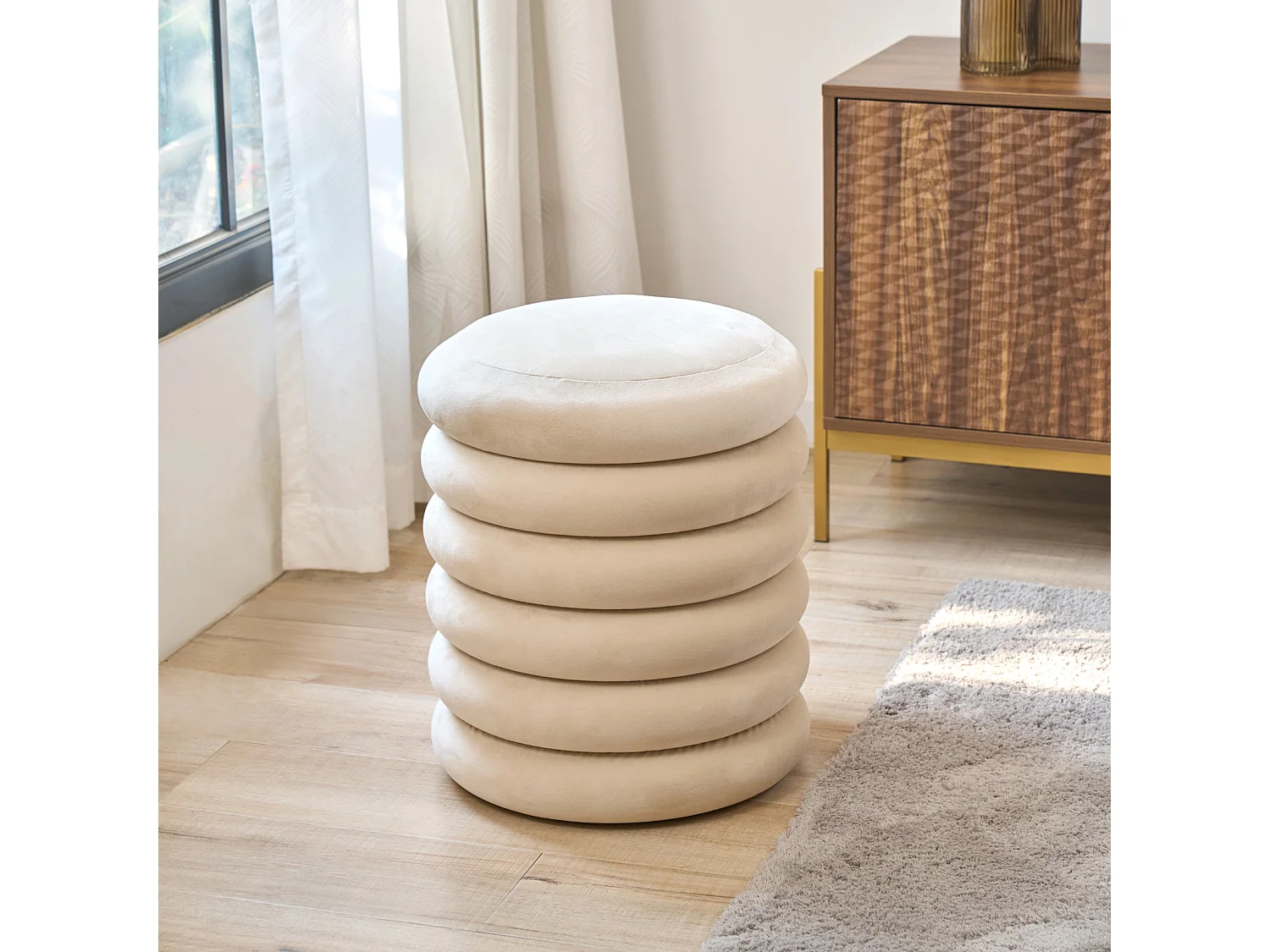 HOCKER BLOSSOM XS mit Stauraum Beige