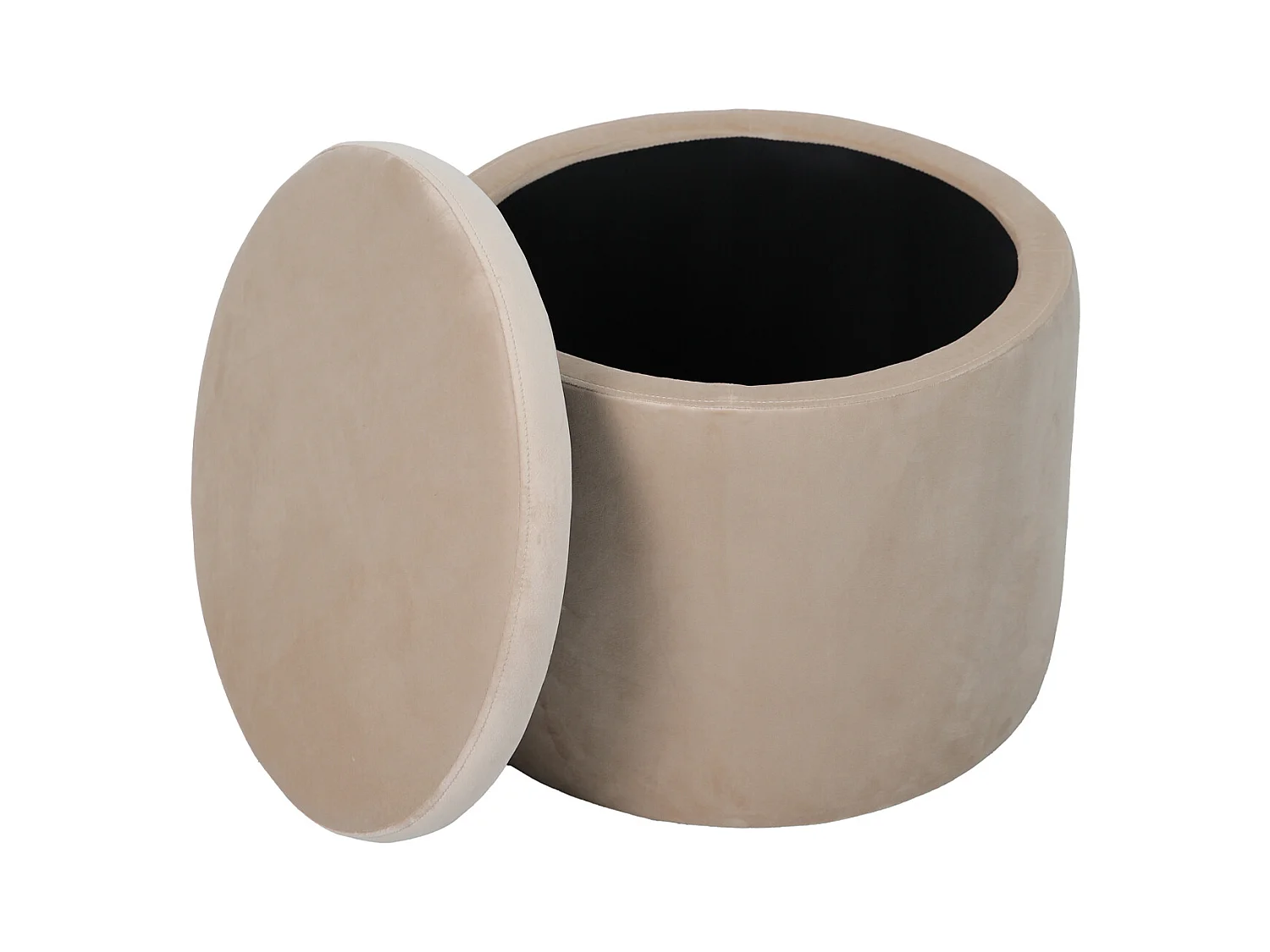 SVITA AMBER Coffre de rangement avec couvercle Tabouret avec espace de rangement Siège Tabouret velours beige