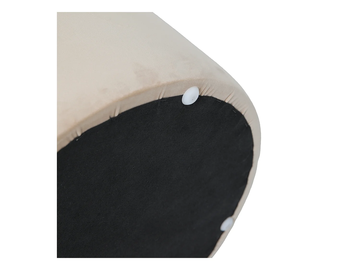 SVITA AMBER Coffre de rangement avec couvercle Tabouret avec espace de rangement Siège Tabouret velours beige