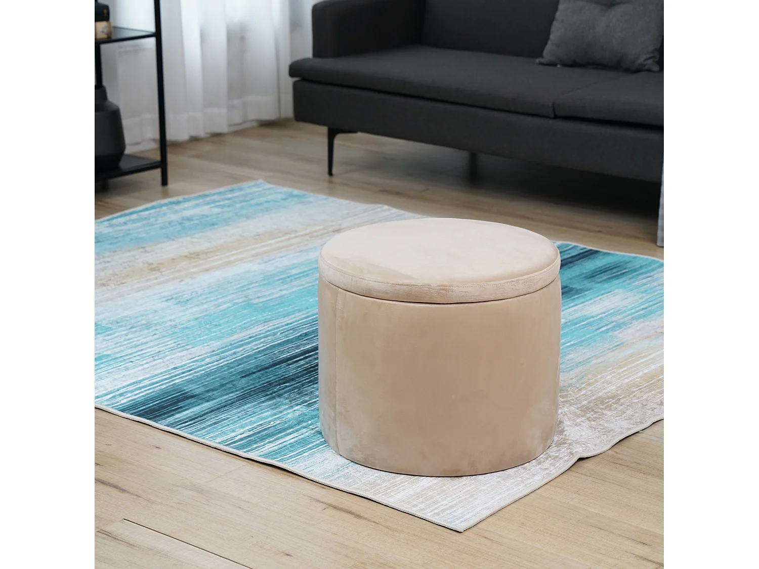 HOCKER AMBER Samt Beige