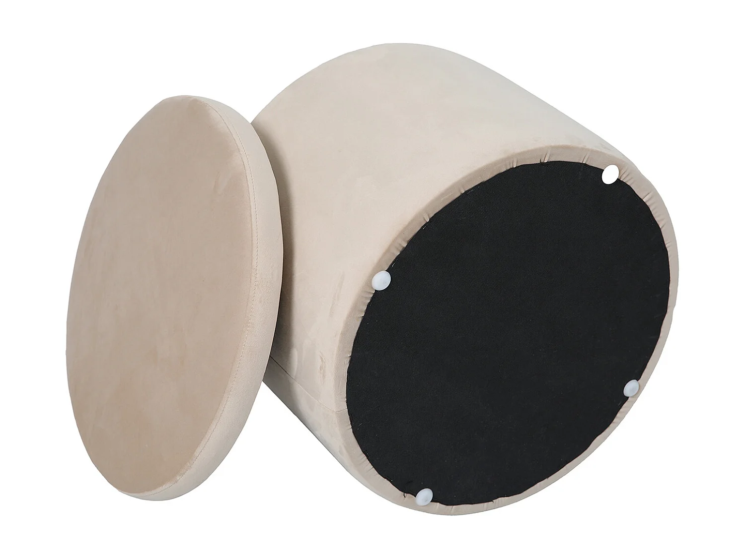 HOCKER AMBER Samt Beige