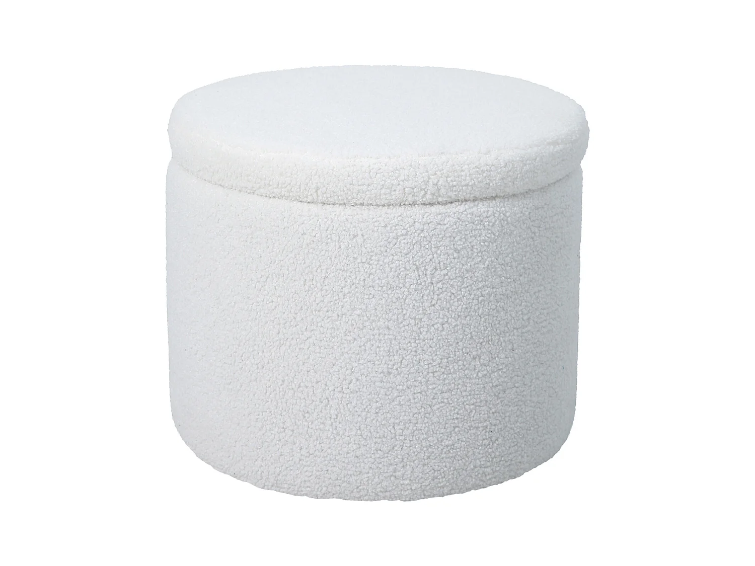 Coffre de rangement SVITA AMBER avec couvercle, tabouret avec espace de rangement, tissu Teddy blanc