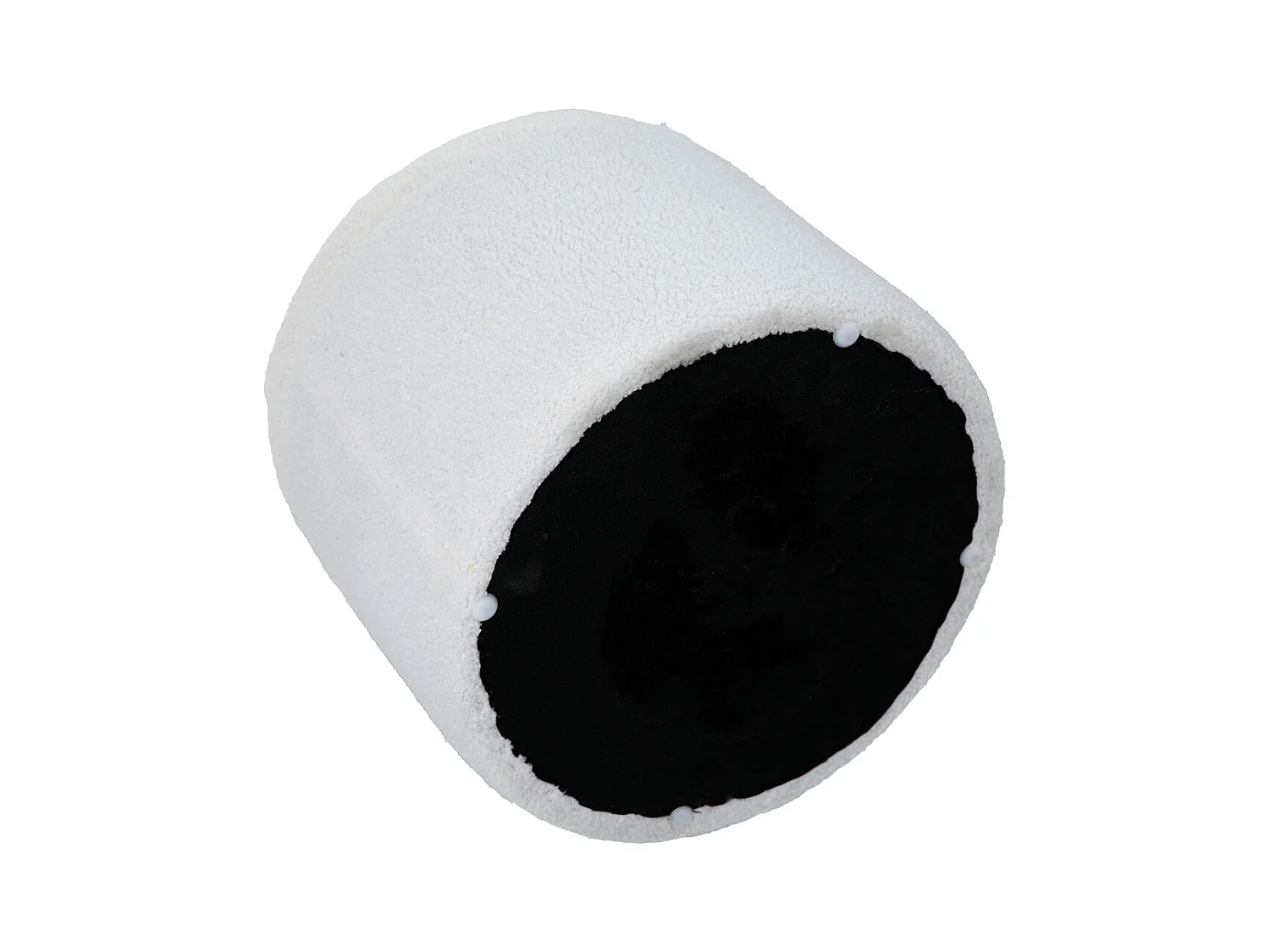 Coffre de rangement SVITA AMBER avec couvercle, tabouret avec espace de rangement, tissu Teddy blanc