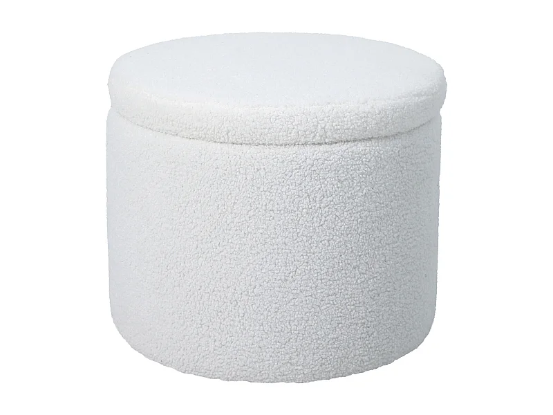 Coffre de rangement SVITA AMBER avec couvercle, tabouret avec espace de rangement, tissu Teddy blanc